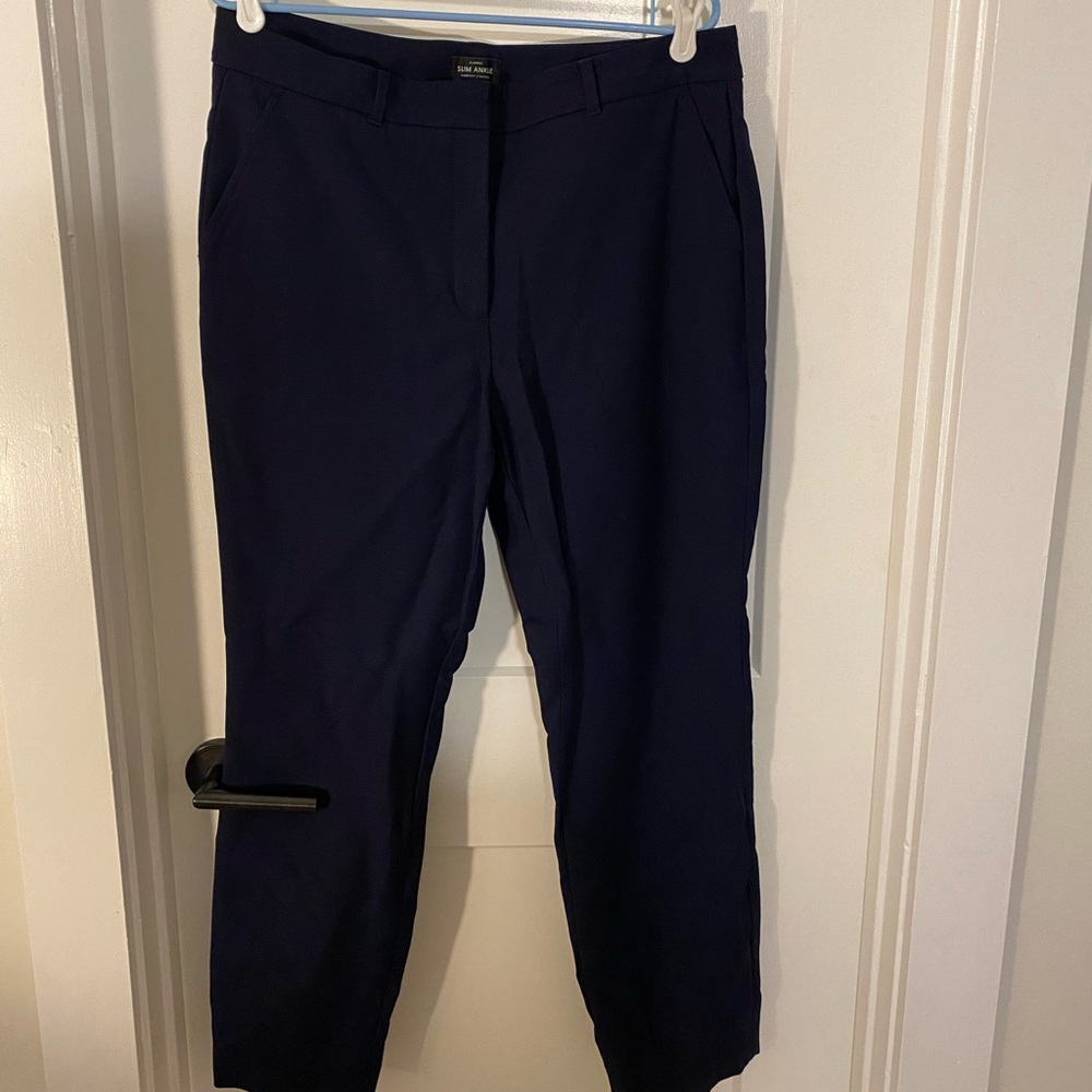 White House black market classic slim ankle comfort stretch, navy, 14 tall